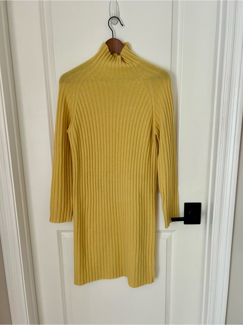 Nap Loungewear Mustard Yellow Ribbed Cashmere Blend Sweater Dress Sz M Cozy Soft